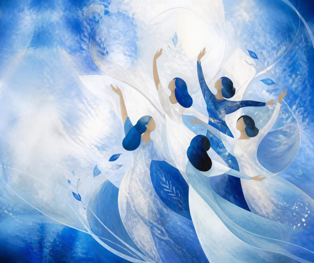 graphic abstract image of women celebrating
